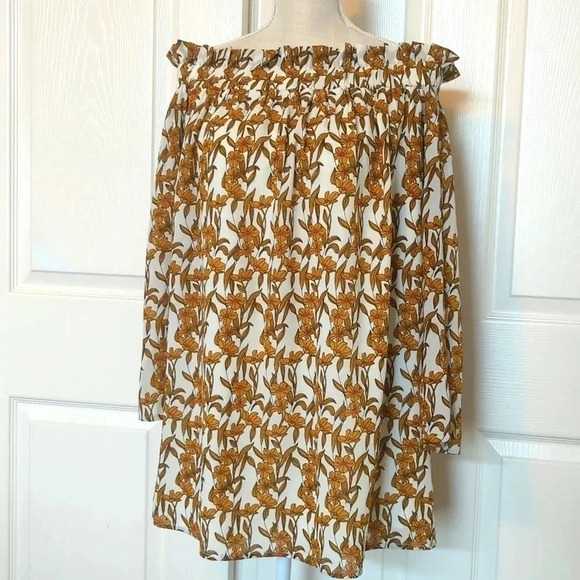 Lucca - Kate Ruffle White Mustard Dress - Picture 4 of 7